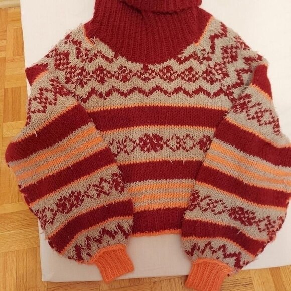 Cozy Maximalist Sweater Free People Chunky Knit Oversized Cowl Neck - Picture 6 of 10